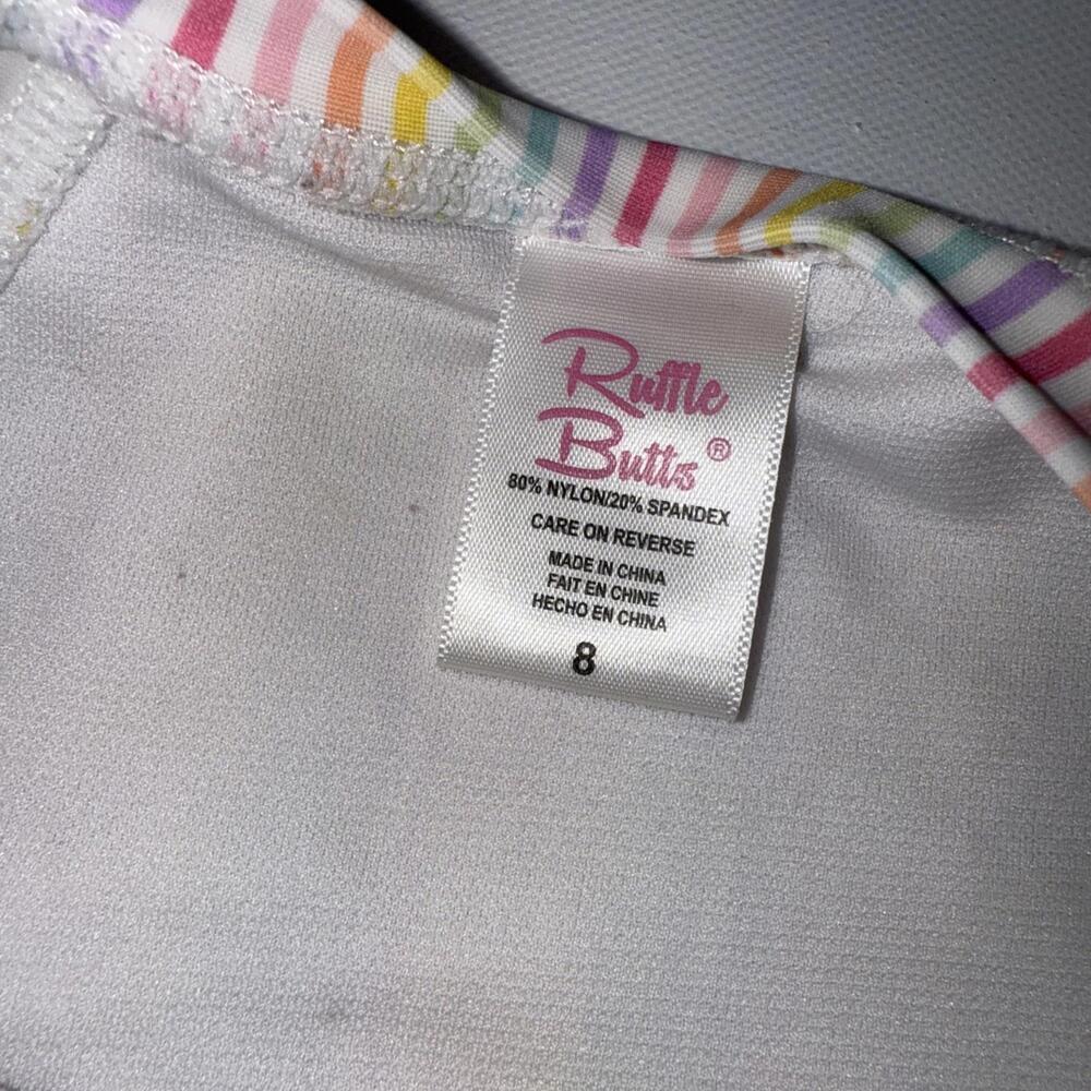 Ruffle‎ Butts Pink Striped Preppy Designer 1 Piece Bathing Suit SwimSuit Size 8 - Picture 8 of 14